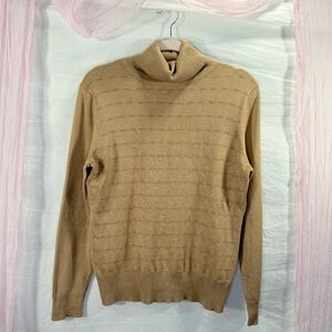 Retrology Camel Turtleneck Ribbed Knit Sweater | Size M